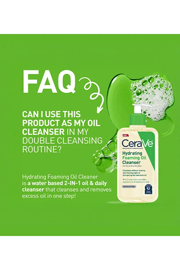 CeraVe Hydrating Foaming Oil Cleanser With Ceramides, Squalene Oil