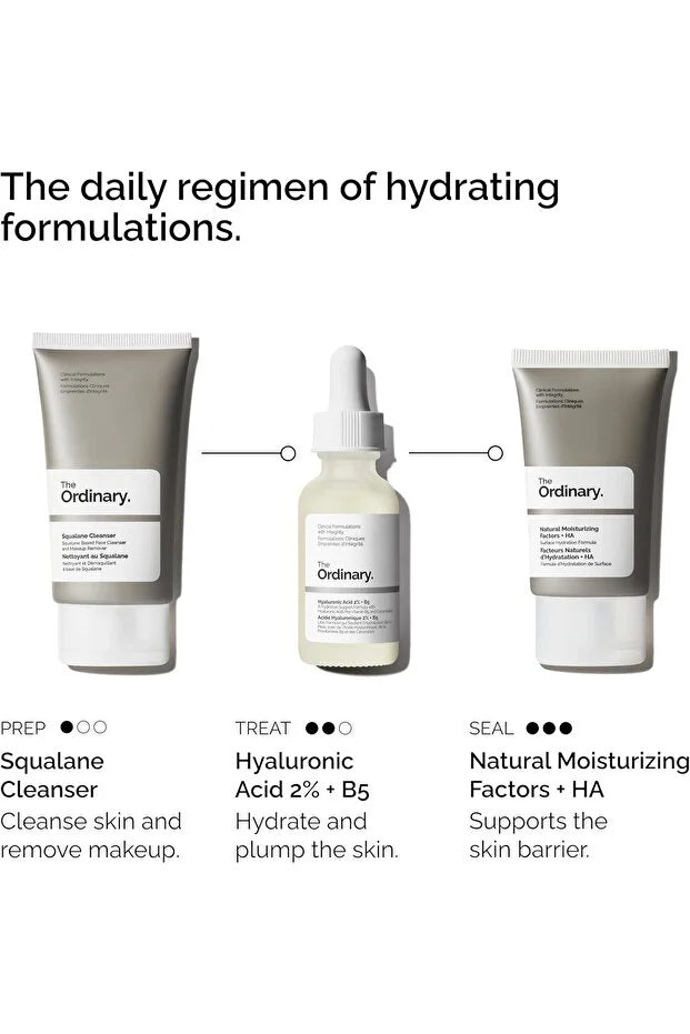 The Ordinary THE ORDINARY 3 Pieces Daily Set - Squalene Cleanser, Hyaluronic Acid 2% + B5 with Natural Moisturizi