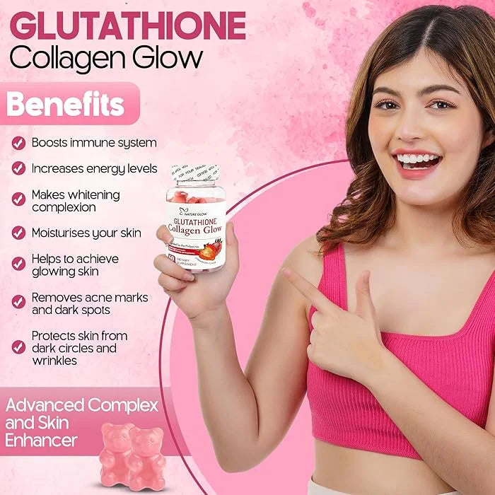 Nature Glow Glutathione Collagen Glow – Strawberry Flavor (60 Gummies)