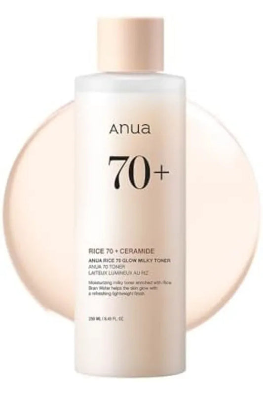 ANUA Rice 70 Glow Milky Toner, for Glass Skin, Rice Water, Niacinamide, Ceramides, Panthenol