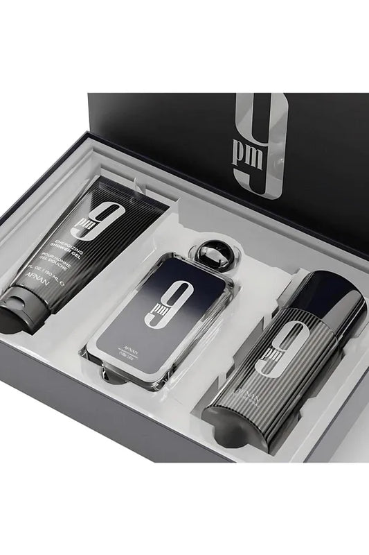 Afnan Gift Set 9 PM Eau De Parfum 100 ML + Deodorant 150 ML + Shower Gel 150 ML