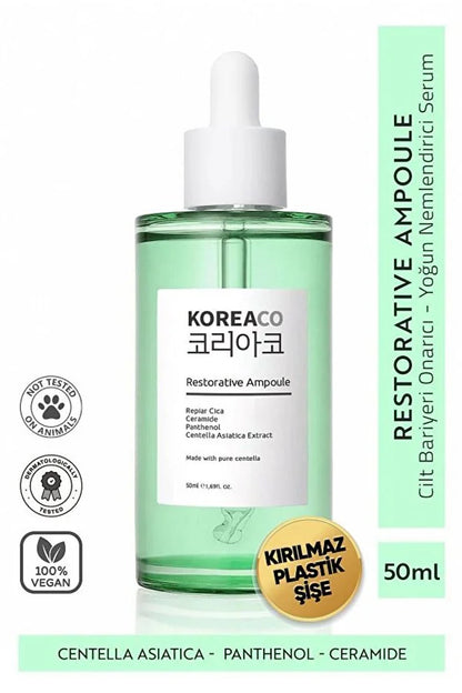 KOREACO Centella & Cica & Ceramide - Repairing, Brightening, 24 Hour Moisturizing Ampoule