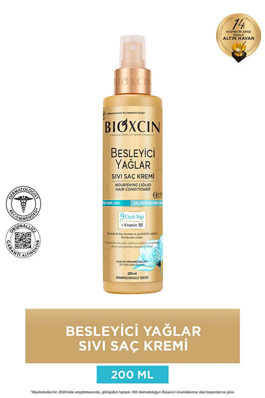 Bioxcin Nourishing Oils Liquid Conditioner 200 ml - Sulfate-Free. Dry and Damaged Hair Hair Loss Snow
