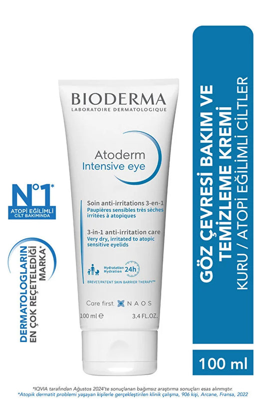 Bioderma Atoderm Intensive Eye - 100ml Cure Atopy Prone Eye Contour Cream and Cleansing Hyaluronic Acid