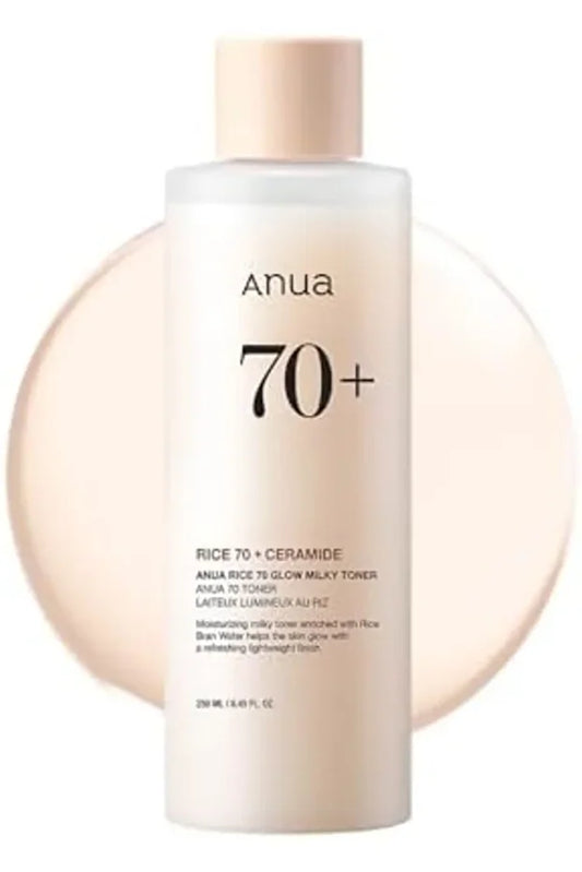 ANUA Rice 70 Glow Milky Toner, for Glass Skin, Rice Water, Niacinamide, Ceramides, Panthenol