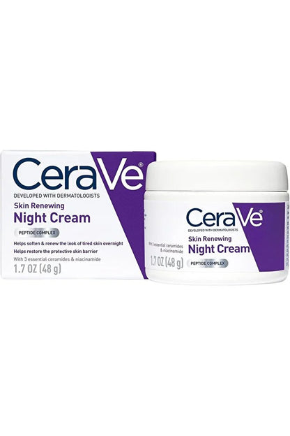 CeraVe Skin Renewing Night Cream | Niacinamide, Peptide Complex, and Hyaluronic Acid Moisturizer
