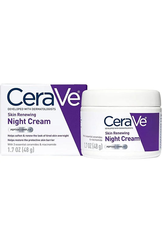 CeraVe Skin Renewing Night Cream | Niacinamide, Peptide Complex, and Hyaluronic Acid Moisturizer