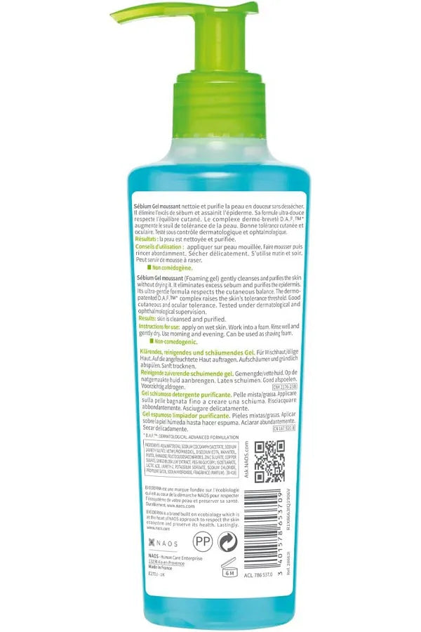 Bioderma Face Wash and Sebium Purifying Foaming Gel - 200 ml 3401578653709