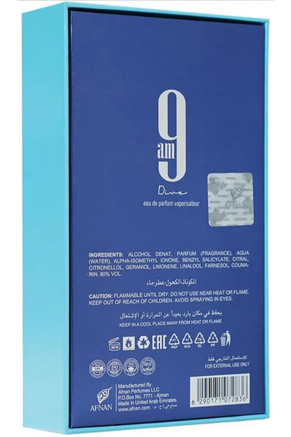 Afnan 9 AM Dive Unisex Eau De Parfum, 100 ML