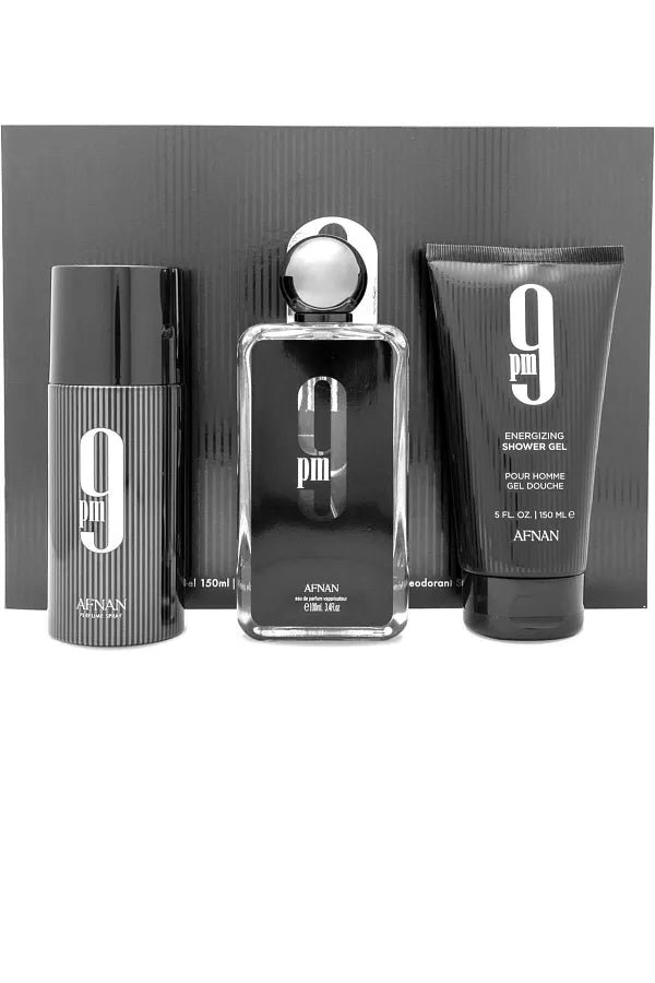 Afnan Gift Set 9 PM Eau De Parfum 100 ML + Deodorant 150 ML + Shower Gel 150 ML