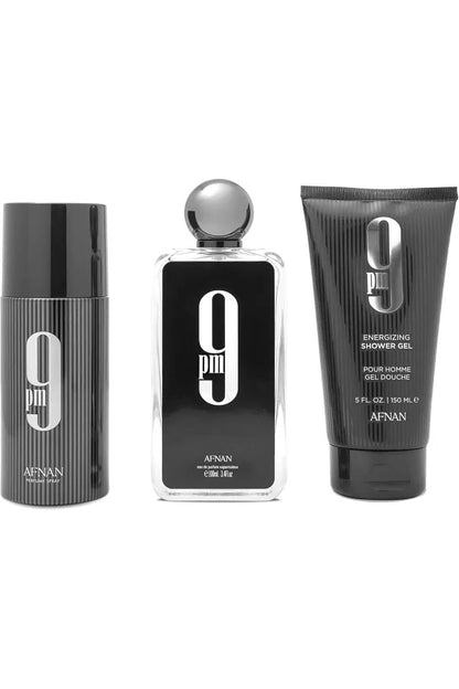 Afnan Gift Set 9 PM Eau De Parfum 100 ML + Deodorant 150 ML + Shower Gel 150 ML