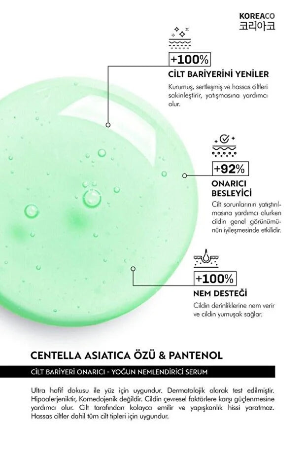 KOREACO Centella & Cica & Ceramide - Repairing, Brightening, 24 Hour Moisturizing Ampoule