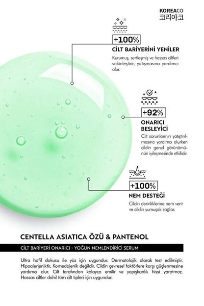 KOREACO Centella & Cica & Ceramide - Repairing, Brightening, 24 Hour Moisturizing Ampoule