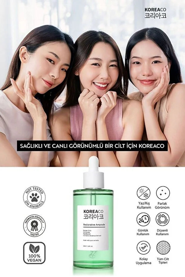 KOREACO Centella & Cica & Ceramide - Repairing, Brightening, 24 Hour Moisturizing Ampoule