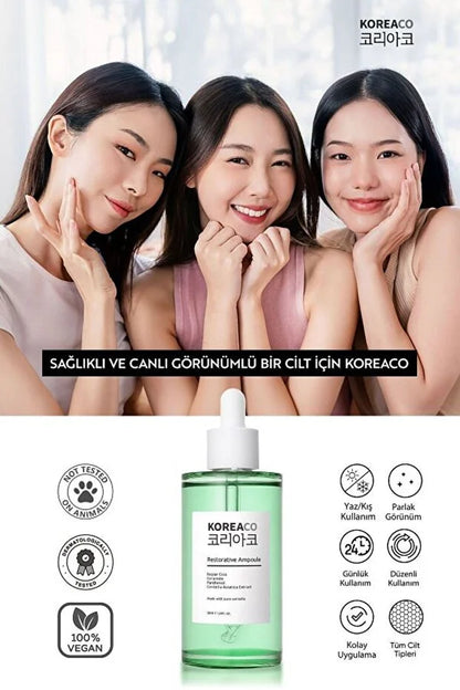 KOREACO Centella & Cica & Ceramide - Repairing, Brightening, 24 Hour Moisturizing Ampoule