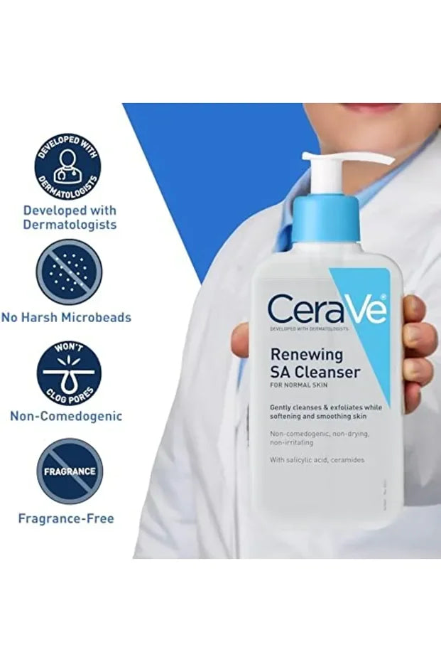 CeraVe SA Cleanser – Salicylic Acid Face Wash with Hyaluronic Acid, Niacinamide & Ceramides 8oz