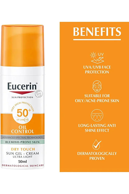 Eucerin Sun Protection Oil Control SPF50+ Dry Touch Gel-Cream for Acne Prone Skin 50ml