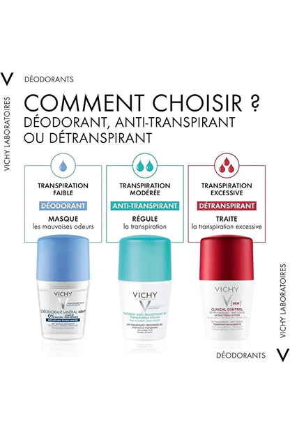 Vichy Vichy 72 Hours Excessive Transpiration Deodorant Roll-On (2 x 50ml) pieces
