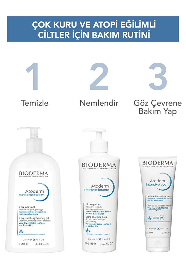 Bioderma Atoderm Intensive Eye - 100ml Cure Atopy Prone Eye Contour Cream and Cleansing Hyaluronic Acid