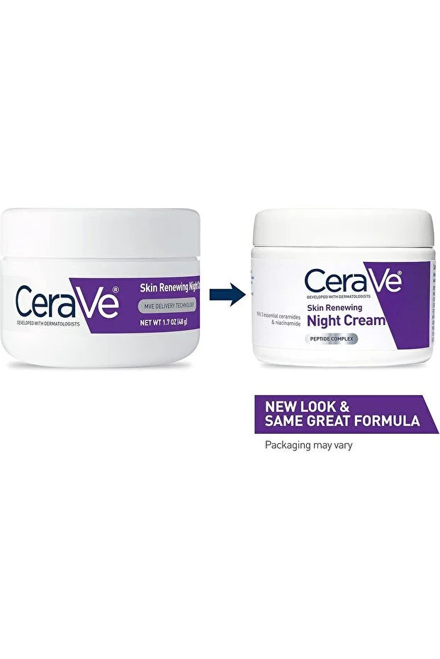 CeraVe Skin Renewing Night Cream | Niacinamide, Peptide Complex, and Hyaluronic Acid Moisturizer