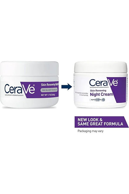 CeraVe Skin Renewing Night Cream | Niacinamide, Peptide Complex, and Hyaluronic Acid Moisturizer