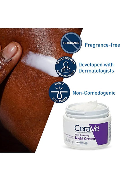 CeraVe Skin Renewing Night Cream | Niacinamide, Peptide Complex, and Hyaluronic Acid Moisturizer