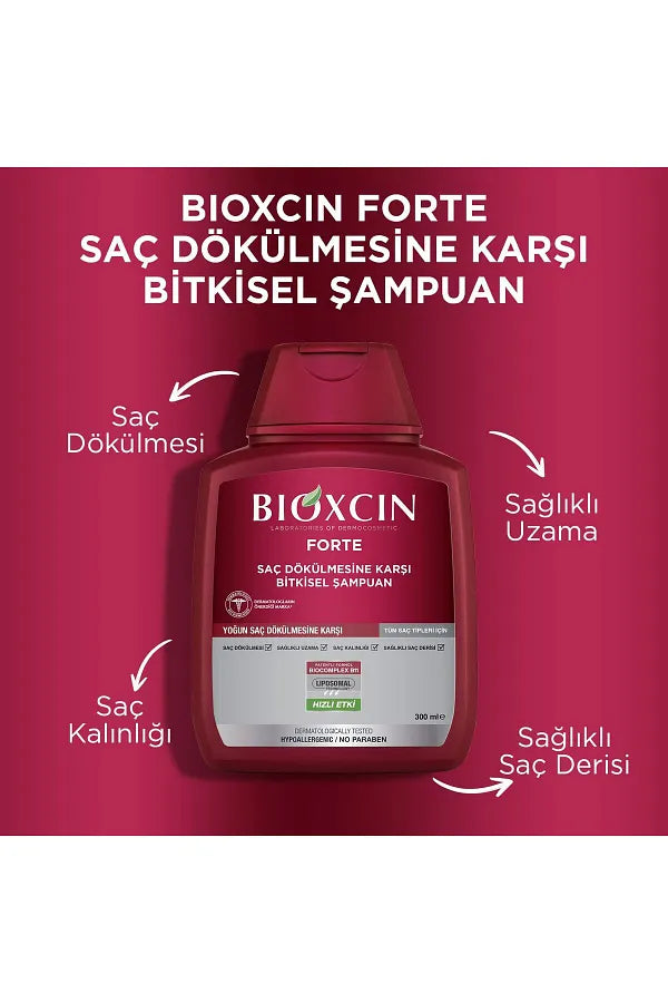 Bioxcin Forte Intensive Anti-Hair Loss 4 Pieces 300ml Herbal Shampoo + 1 Piece 100ml Gel Gift
