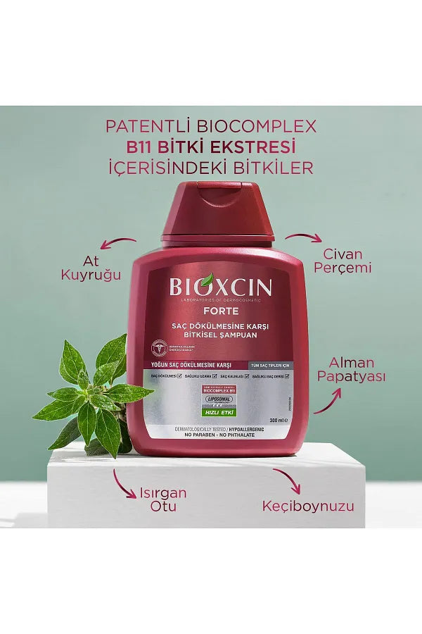 Bioxcin Forte Intensive Anti-Hair Loss 4 Pieces 300ml Herbal Shampoo + 1 Piece 100ml Gel Gift