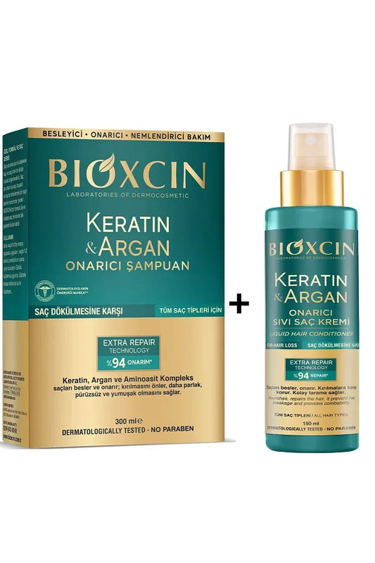 Bioxcin Keratin Argan Shampoo 300ml + Keratin Argan Repair Liquid Conditioner 150ml