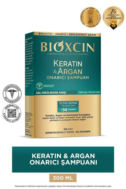 Bioxcin Keratin Argan Shampoo 300ml + Keratin Argan Repair Liquid Conditioner 150ml