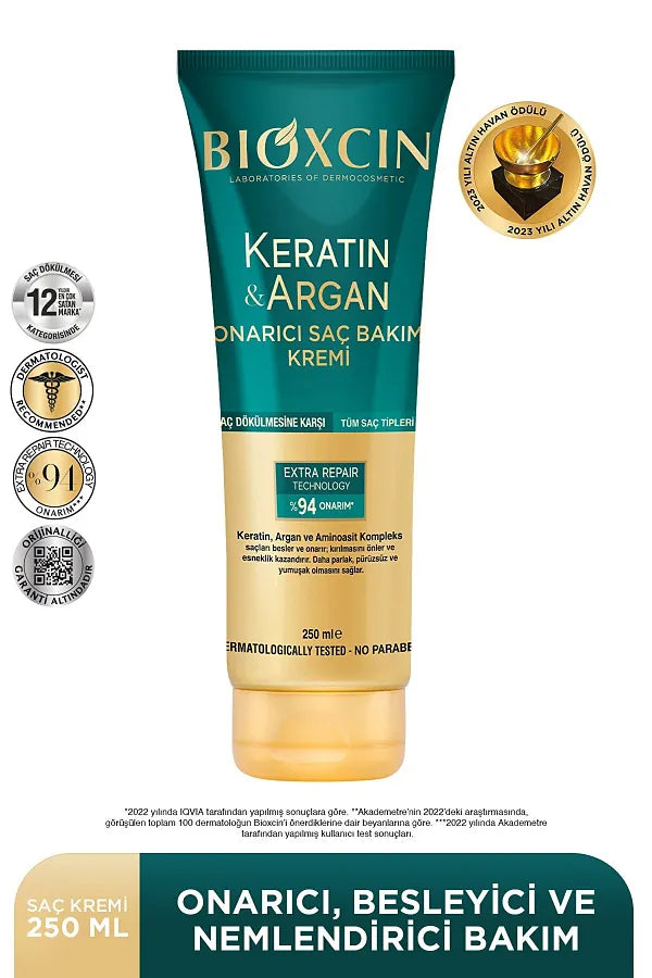 Bioxcin Keratin Argan Hair Care Cream - 150 ml/250 ml Nourishing and Repairing Oil